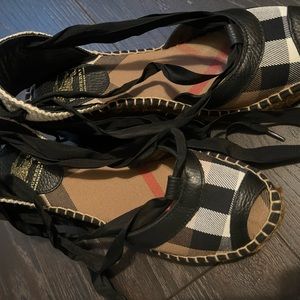 Authentic Burberry Espadrilles Wedge Sandals size 38